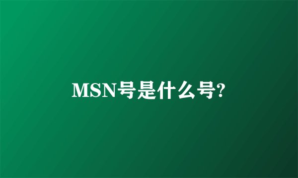 MSN号是什么号?