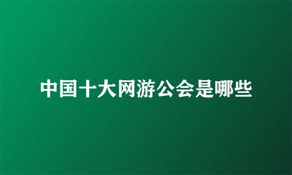 中国十大网游公会是哪些