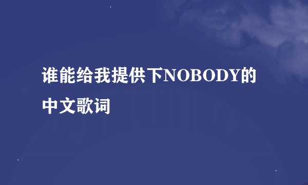 谁能给我提供下NOBODY的中文歌词