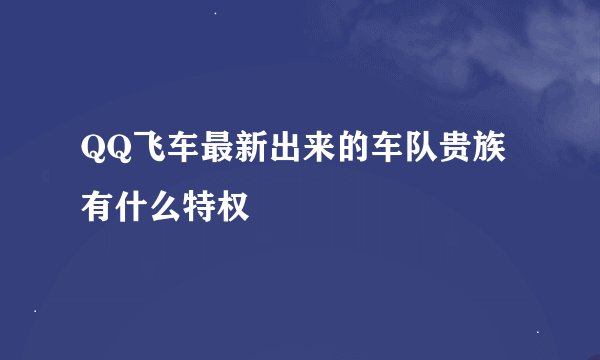 QQ飞车最新出来的车队贵族有什么特权
