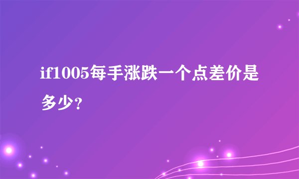 if1005每手涨跌一个点差价是多少？