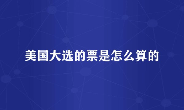 美国大选的票是怎么算的