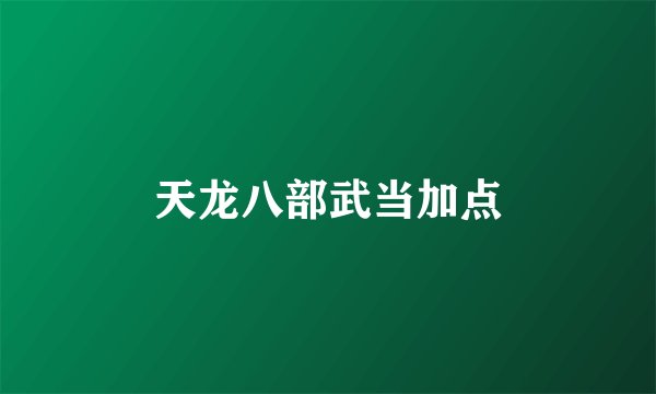 天龙八部武当加点