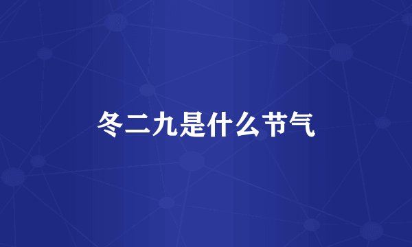 冬二九是什么节气