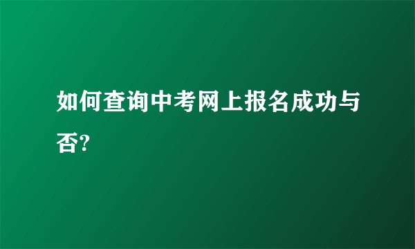 如何查询中考网上报名成功与否?