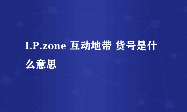 I.P.zone 互动地带 货号是什么意思