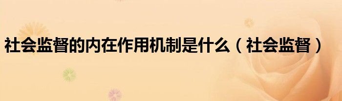 社会监督的内在作用机制是什么社会监督