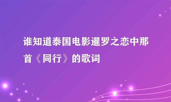 谁知道泰国电影暹罗之恋中那首《同行》的歌词