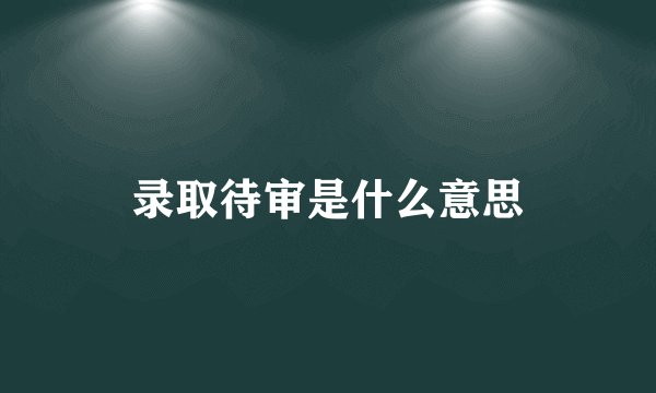 录取待审是什么意思