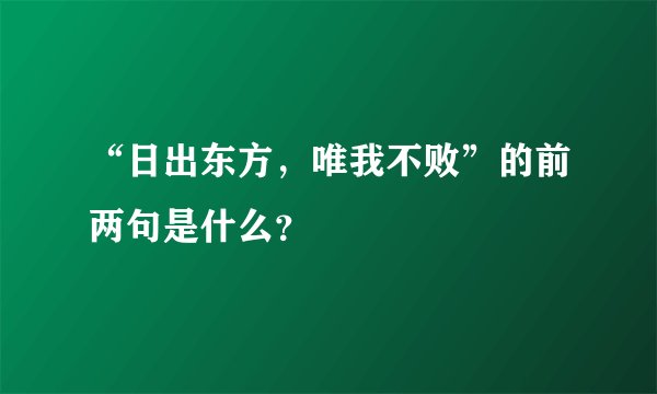 “日出东方，唯我不败”的前两句是什么？