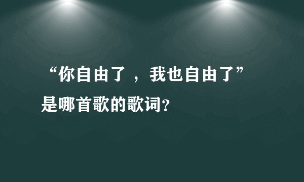 “你自由了 ，我也自由了”是哪首歌的歌词？