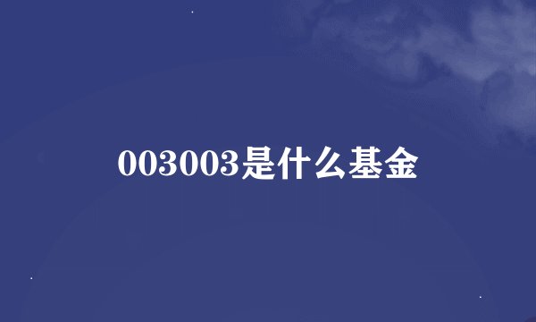 003003是什么基金