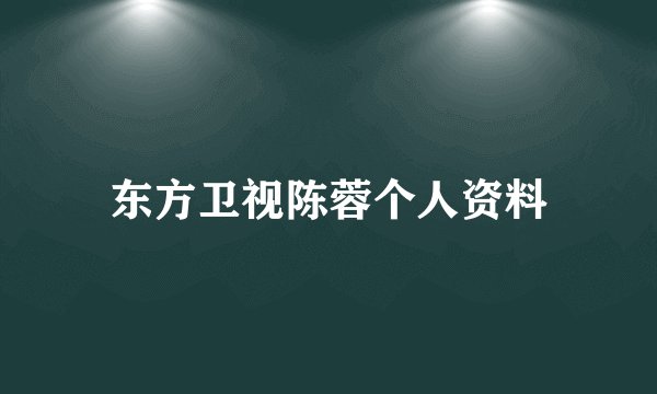 东方卫视陈蓉个人资料
