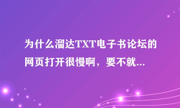 为什么溜达TXT电子书论坛的网页打开很慢啊，要不就打不开？