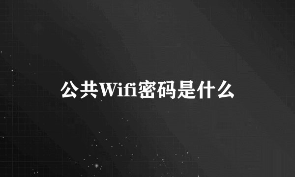 公共Wifi密码是什么
