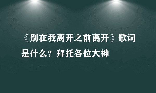 《别在我离开之前离开》歌词是什么？拜托各位大神