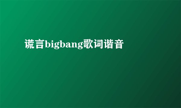 谎言bigbang歌词谐音