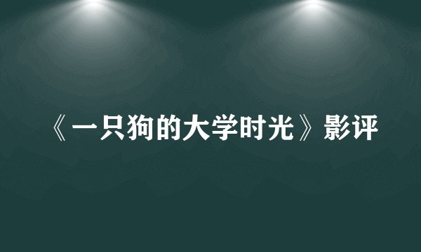 《一只狗的大学时光》影评