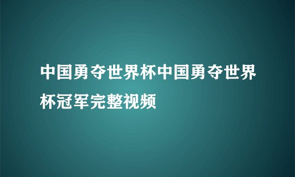 中国勇夺世界杯中国勇夺世界杯冠军完整视频