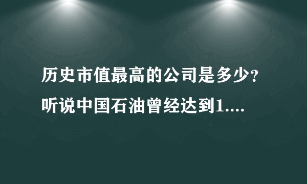 历史市值最高的公司是多少？听说中国石油曾经达到1.1万亿美元，不知道是不是最高的？