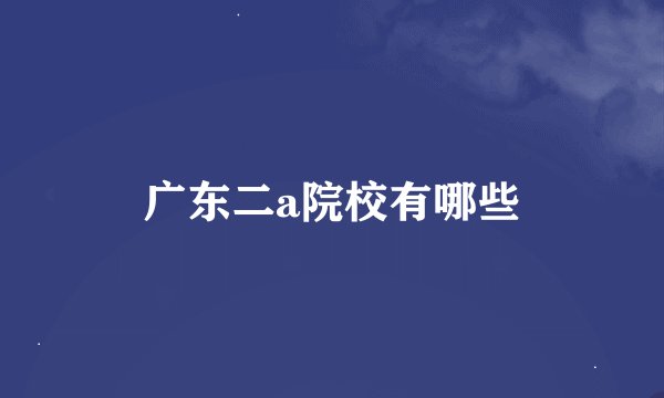 广东二a院校有哪些