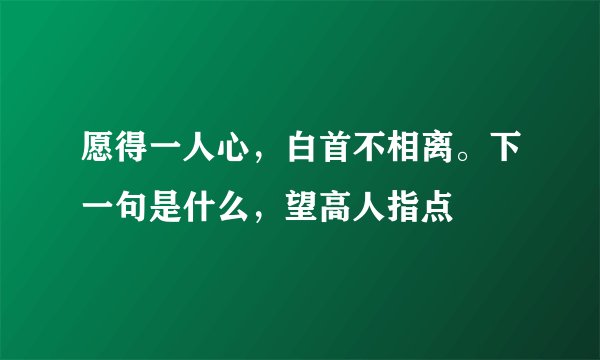 愿得一人心，白首不相离。下一句是什么，望高人指点