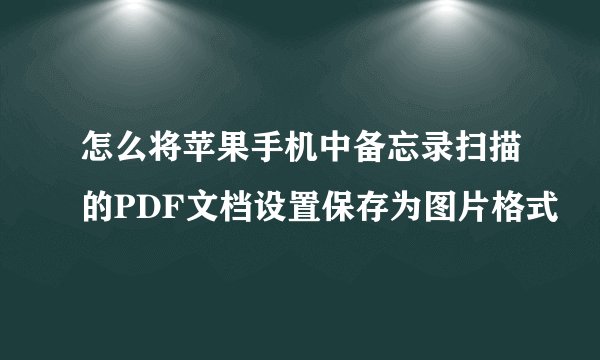 怎么将苹果手机中备忘录扫描的PDF文档设置保存为图片格式