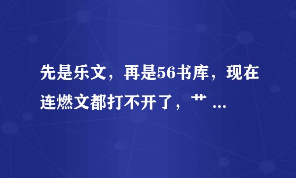 先是乐文，再是56书库，现在连燃文都打不开了，艹 艹 艹 ，究竟要闹咋样？谁有解决办法没？
