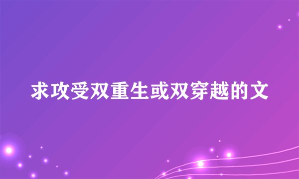 求攻受双重生或双穿越的文