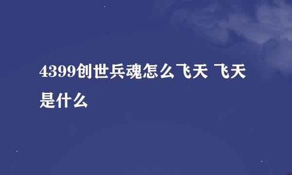 4399创世兵魂怎么飞天 飞天是什么