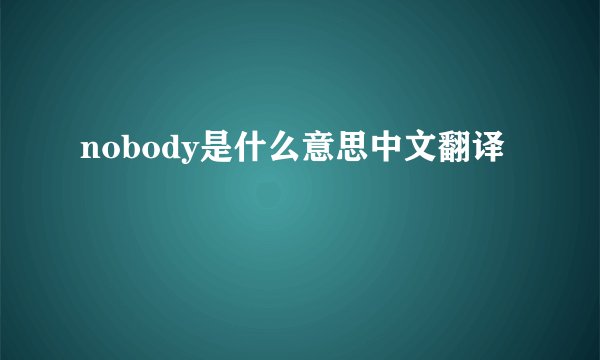 nobody是什么意思中文翻译
