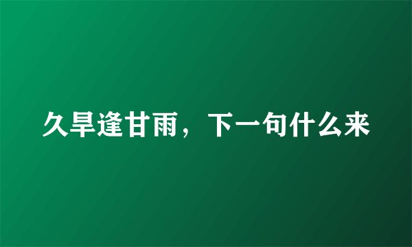 久旱逢甘雨，下一句什么来