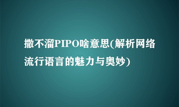 撒不溜PIPO啥意思(解析网络流行语言的魅力与奥妙)