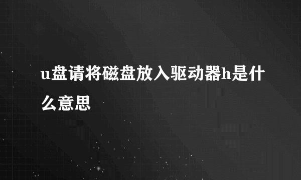 u盘请将磁盘放入驱动器h是什么意思