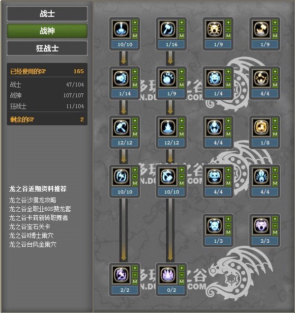 求一篇好的龙之谷战士→战神→狂战士的加点方案！