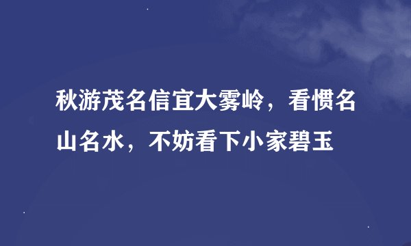 秋游茂名信宜大雾岭，看惯名山名水，不妨看下小家碧玉
