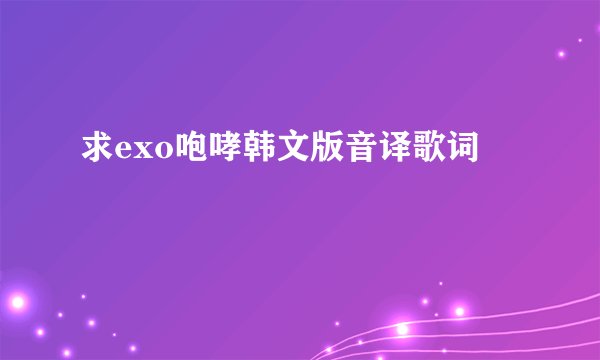 求exo咆哮韩文版音译歌词