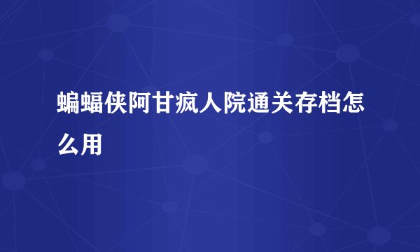 蝙蝠侠阿甘疯人院通关存档怎么用