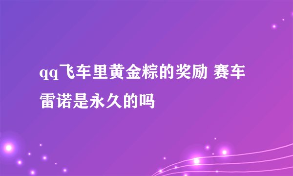qq飞车里黄金粽的奖励 赛车雷诺是永久的吗
