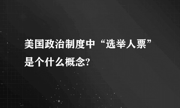美国政治制度中“选举人票”是个什么概念?