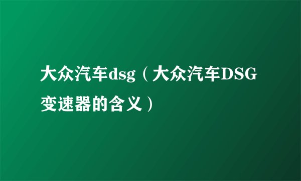 大众汽车dsg（大众汽车DSG变速器的含义）