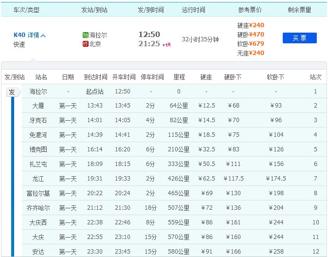 K40次火车几点到秦皇岛？