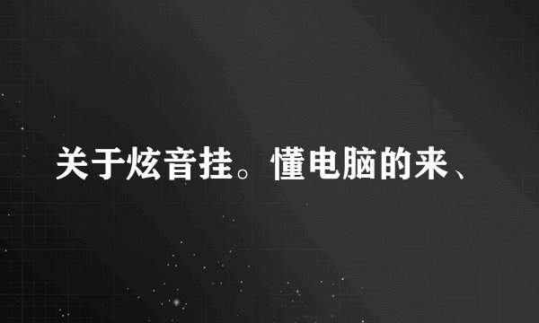 关于炫音挂。懂电脑的来、
