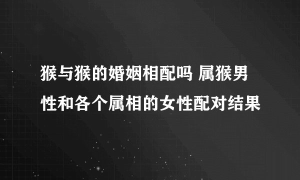 猴与猴的婚姻相配吗 属猴男性和各个属相的女性配对结果