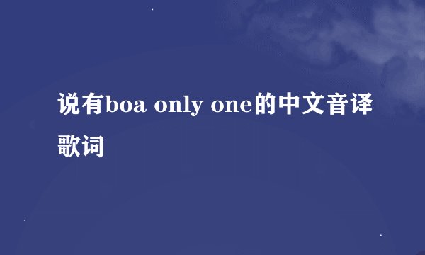 说有boa only one的中文音译歌词