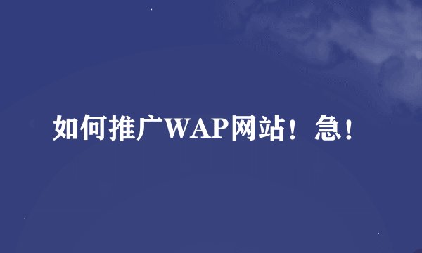 如何推广WAP网站！急！
