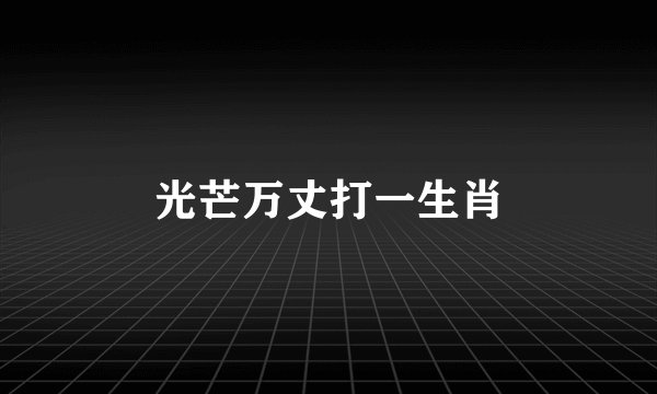 光芒万丈打一生肖
