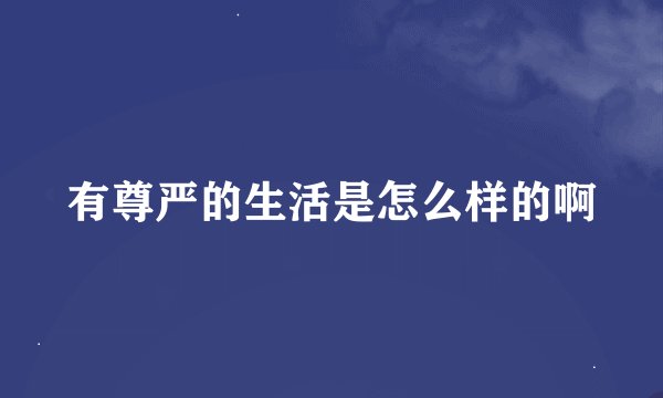 有尊严的生活是怎么样的啊