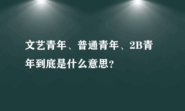 文艺青年、普通青年、2B青年到底是什么意思？