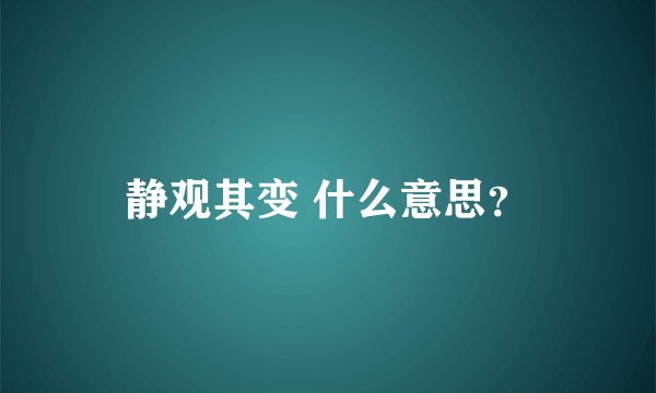 静观其变 什么意思？
